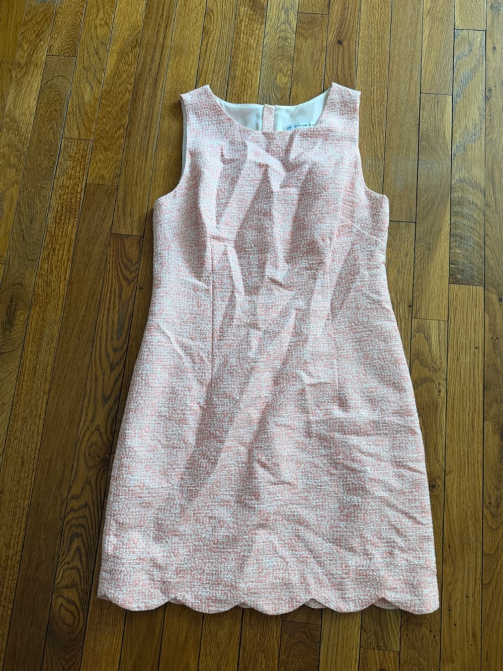 Southern Tide Pink Textured Scallop-Hem Mini Dress